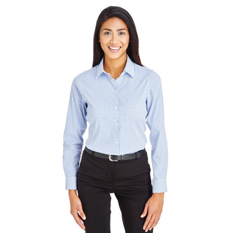 Devon & Jones CrownLux Performance™ Ladies' Micro Windowpane Shirt 5