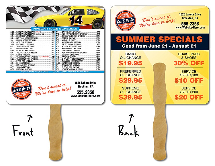 NASCAR Schedule Hand Fan - 8x8 Square (Round Corners) Laminated - 14 pt. 2