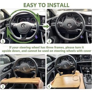 Bamboo Car Laptop Steering Wheel Desk 6