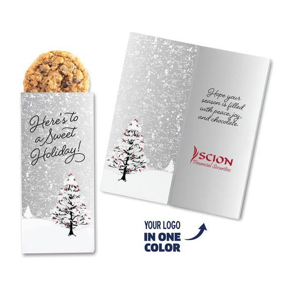 One Color Foil-Stamped Stock Cardinals Sweeter Cards with Oatmeal Raisin Cookies