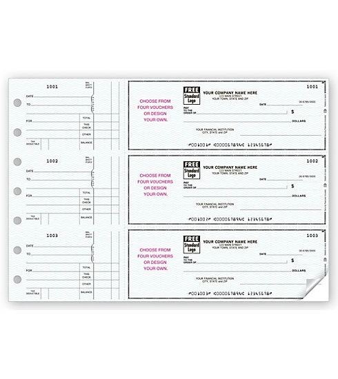 Empty voucher check, 3-On-A-Page Business Size 1