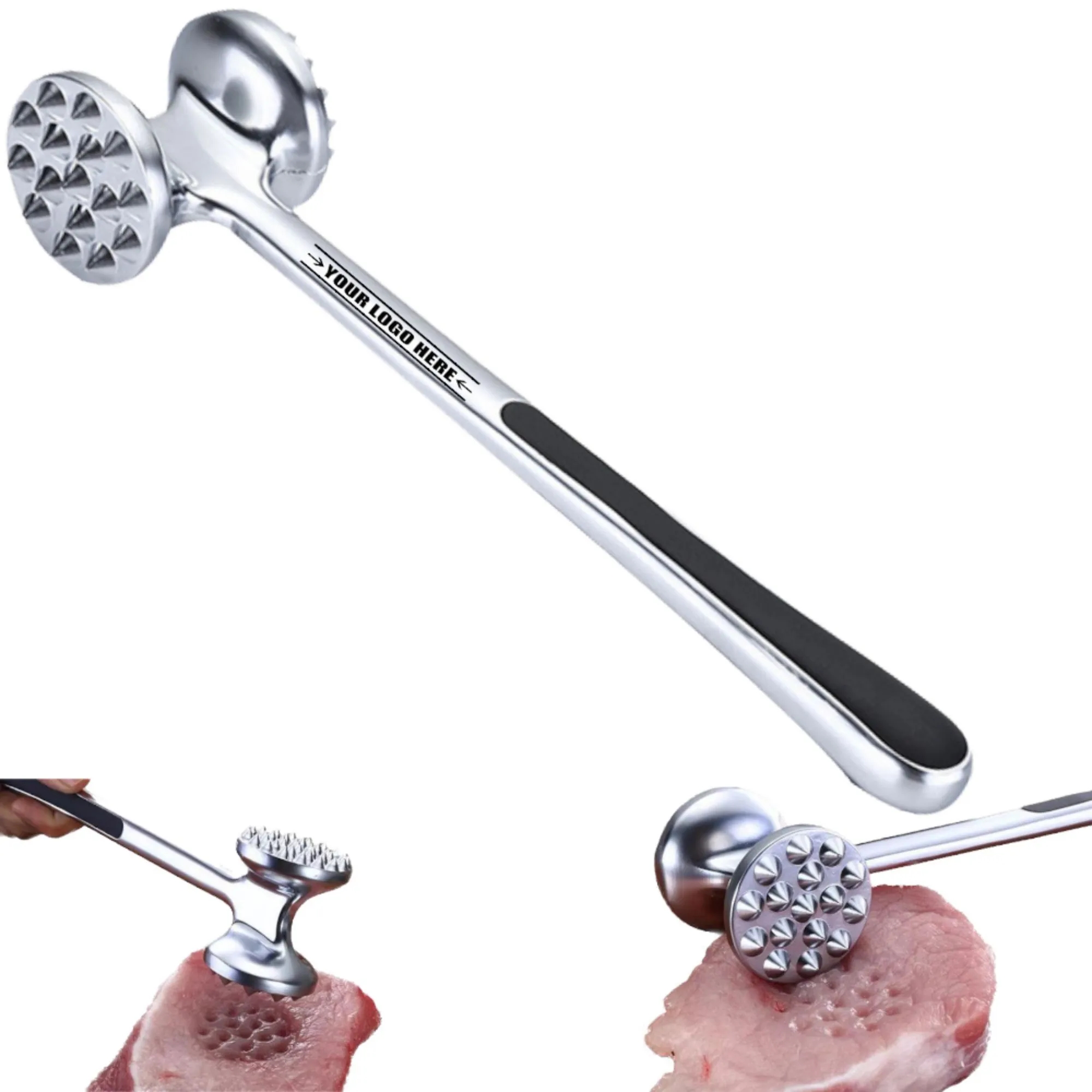 A Long-Handled Zinc Alloy Meat Tenderiser