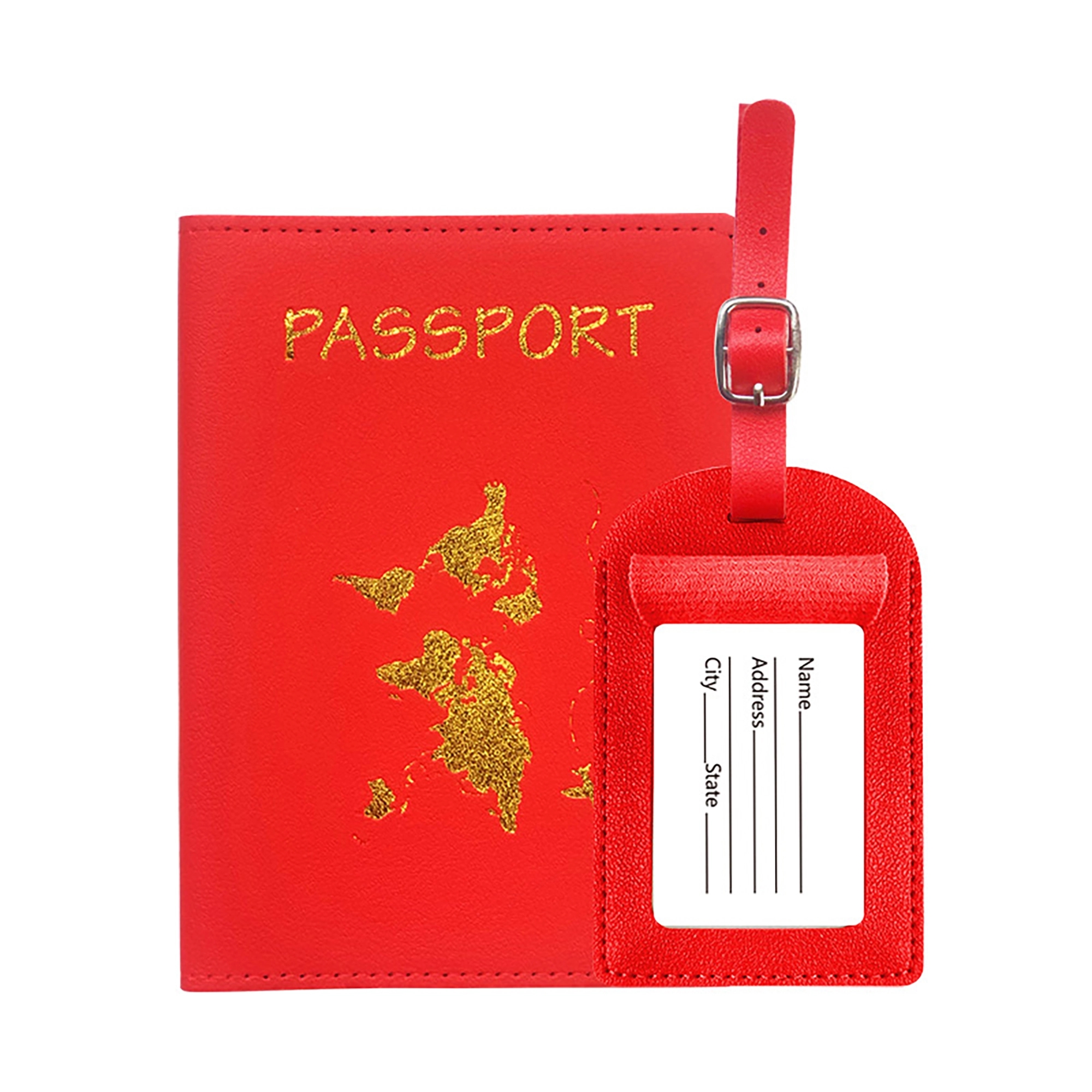 MOQ 100pcs PU Leather Passport Cover Luggage Tag Set 45