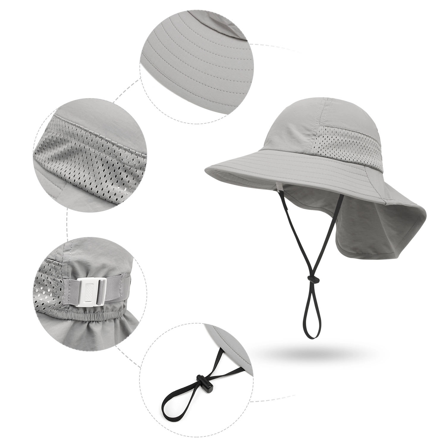 Beach Hat with Neck Flap For Children 3