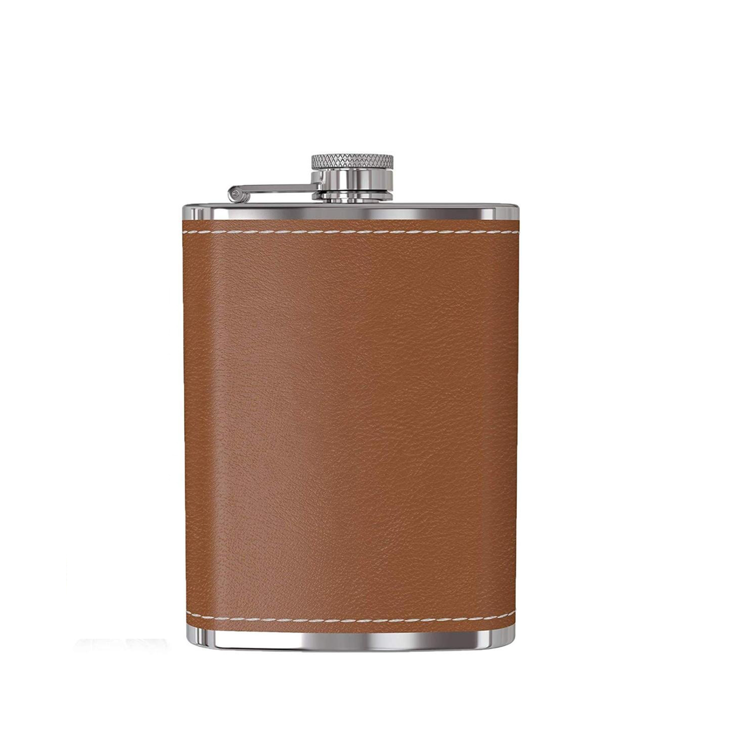 8 Oz Leather Wrapped Flask, custom water bottle with logo imprint 3