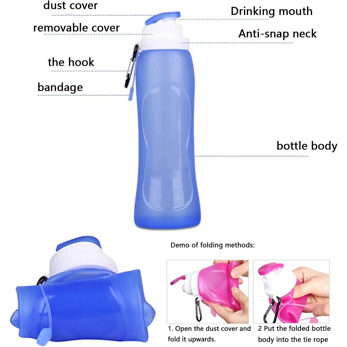 Collapsible Silica Gel Outdoor Sports Travel Water Bottle 5
