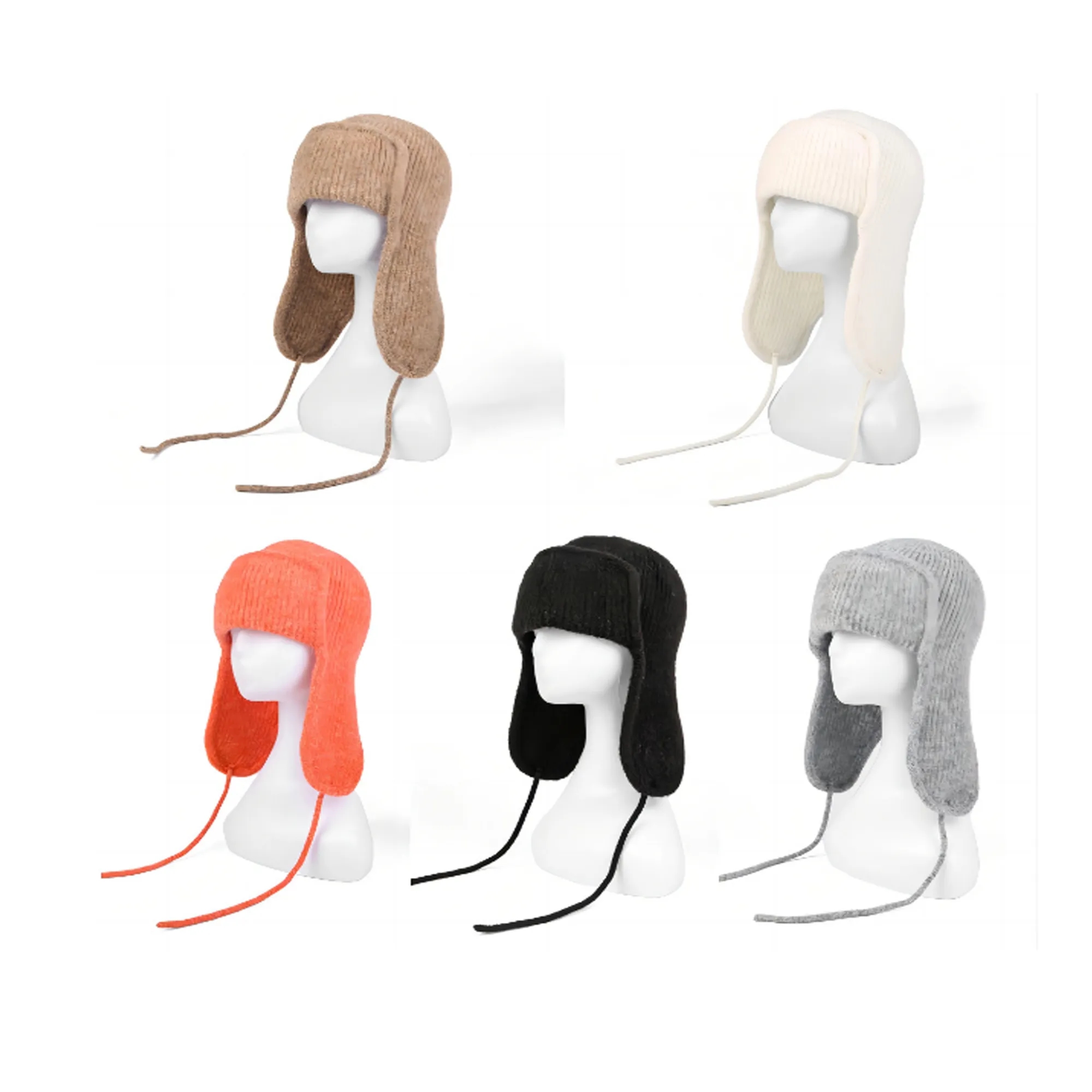 MOQ 50 PCS Winter Women's Earmuffs Knitted Hat 2