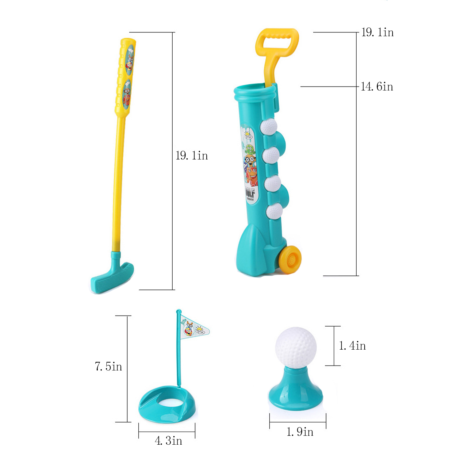 Plastic Kids Golf Interactive Sports Toy Set 5