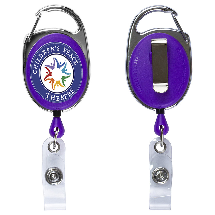 "Oberlin PI" 30" Cord PhotoImage ® Full Color Imprint* Retractable Carabiner Style Badge Reel and Ba 9