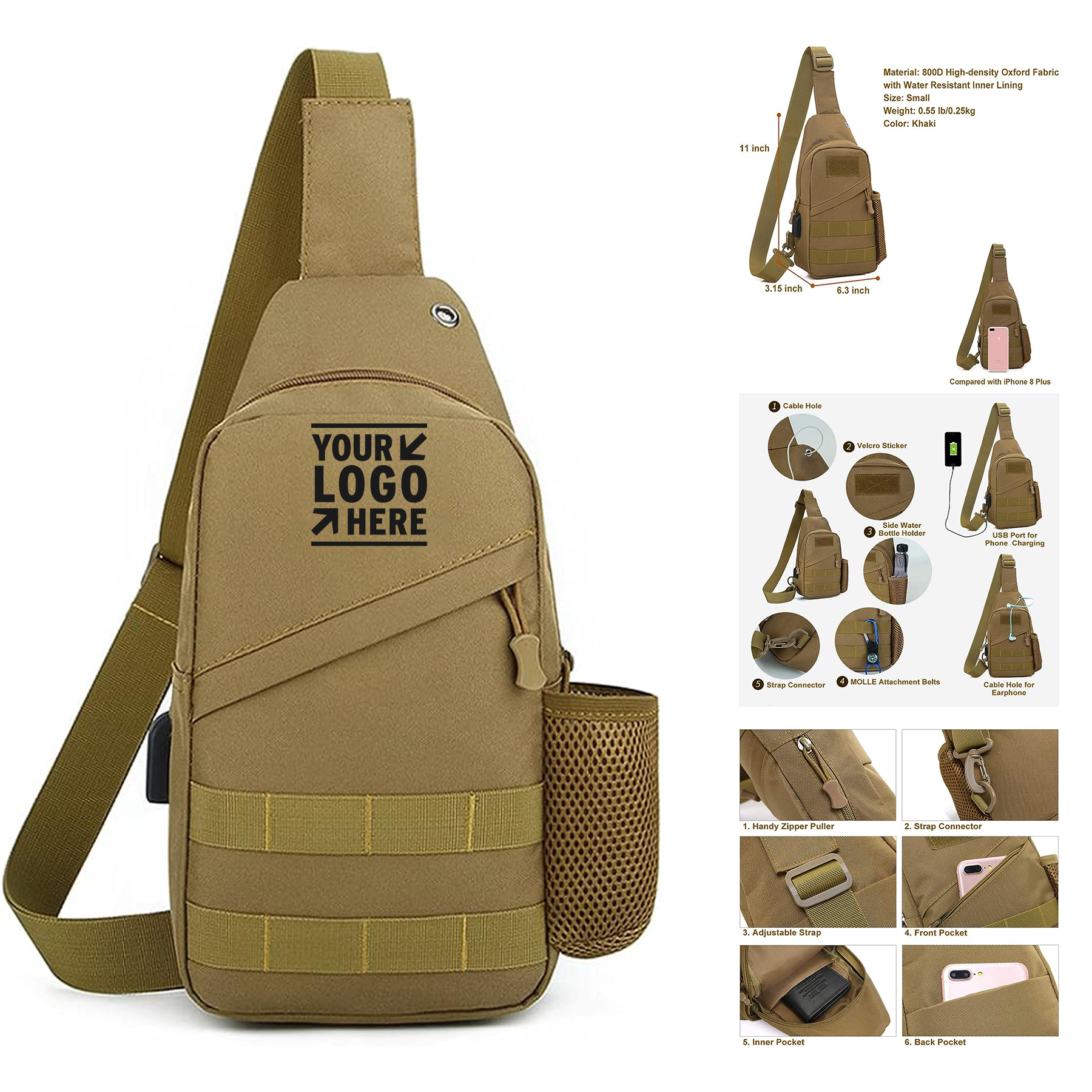 800D Military Nylon Oxford Tactical Sling Crossbody Bag Utility EDC Chest Pack Shoulder Daypack 1