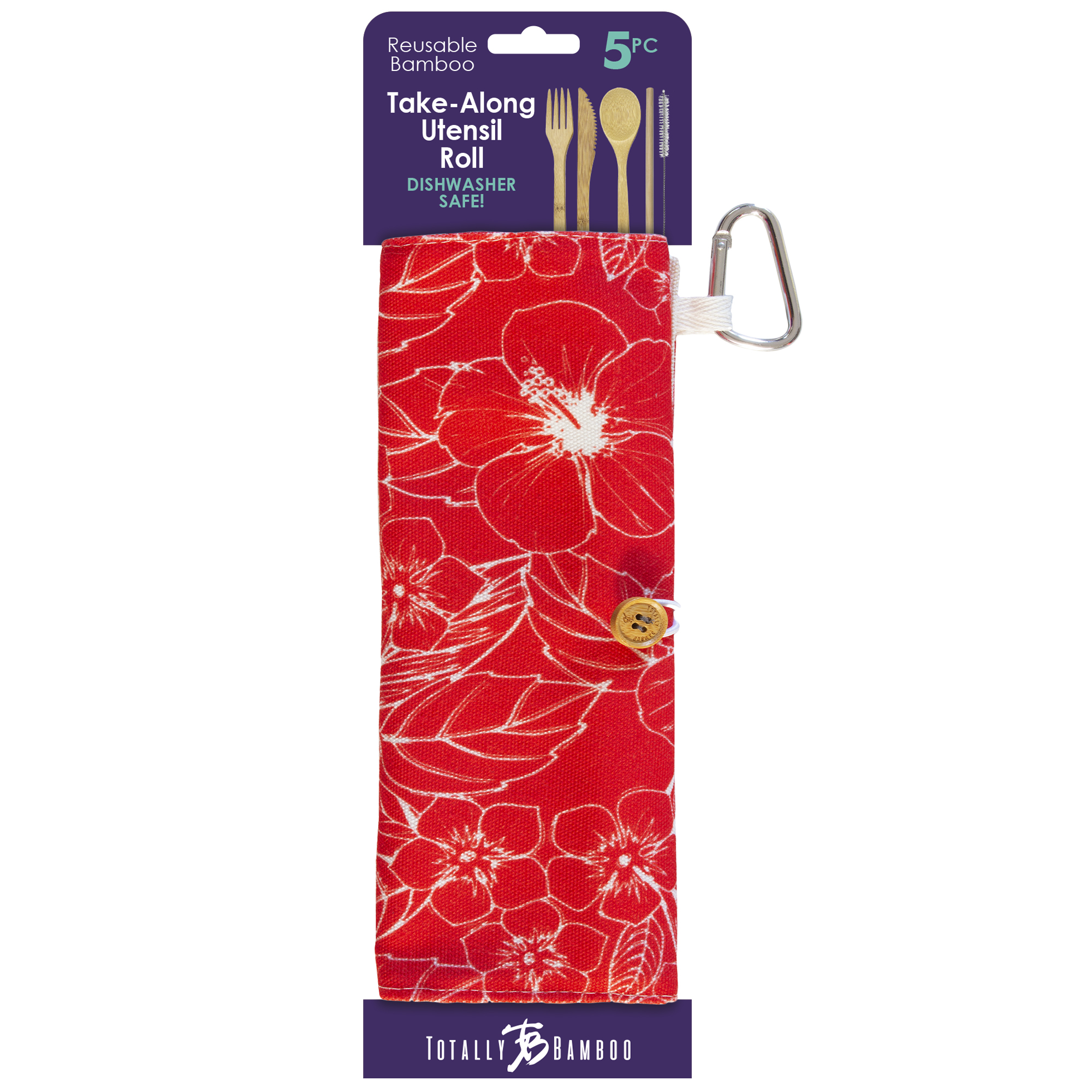 Take-Along Flatware Utensil Roll - Red Hibiscus 10