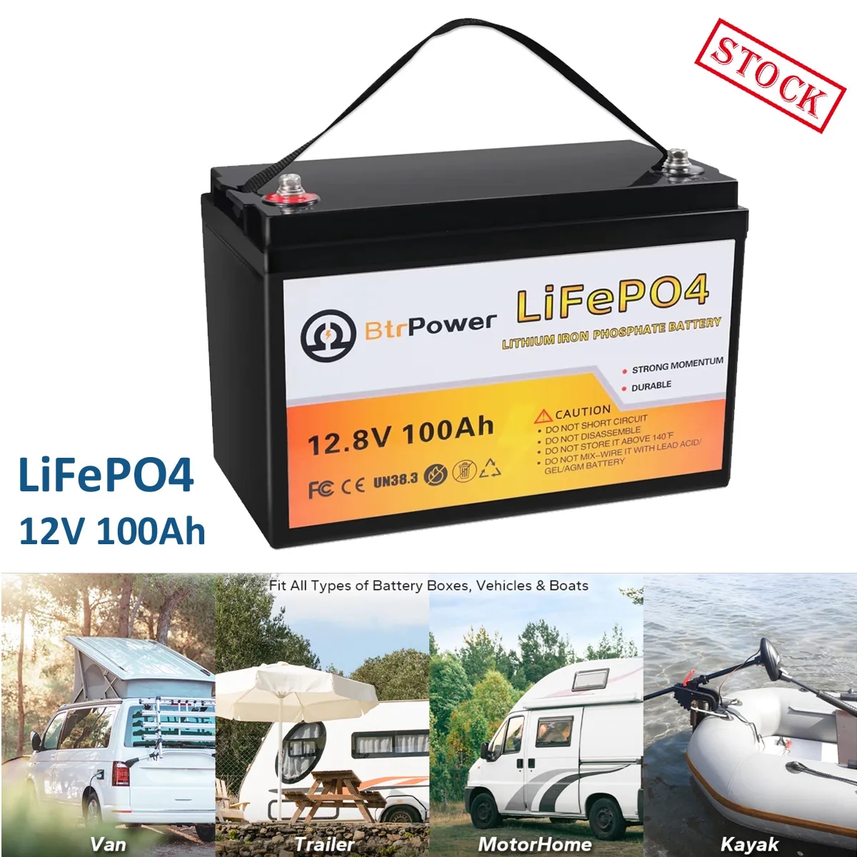 12V 100Ah LiFePO4 Lithium Battery For RVs/Golf Cart/Boats 3