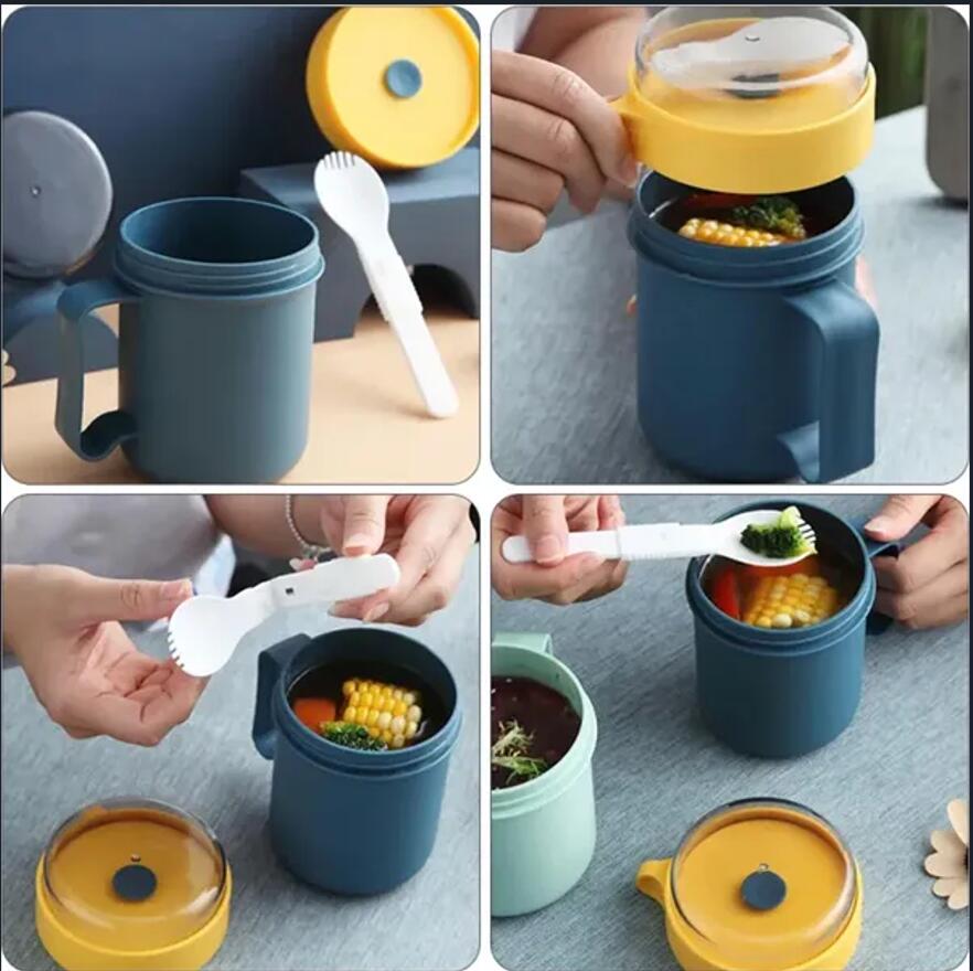 Portable Soup Cup With Lid Spoon 6