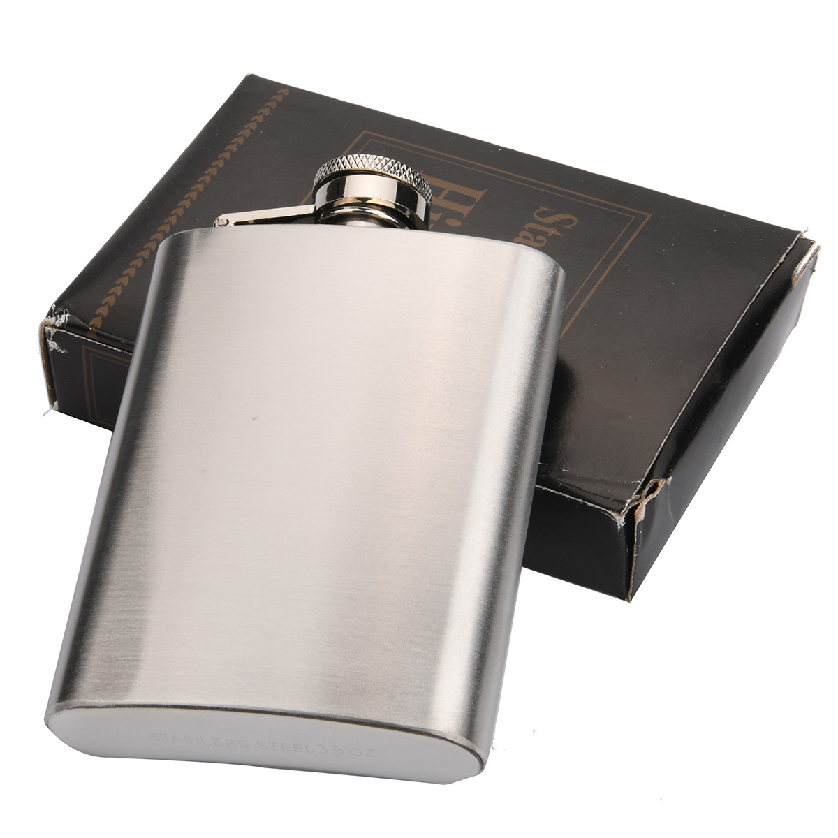 3.5OZ Stainless Steel Flagon, custom water bottle with logo imprint 3