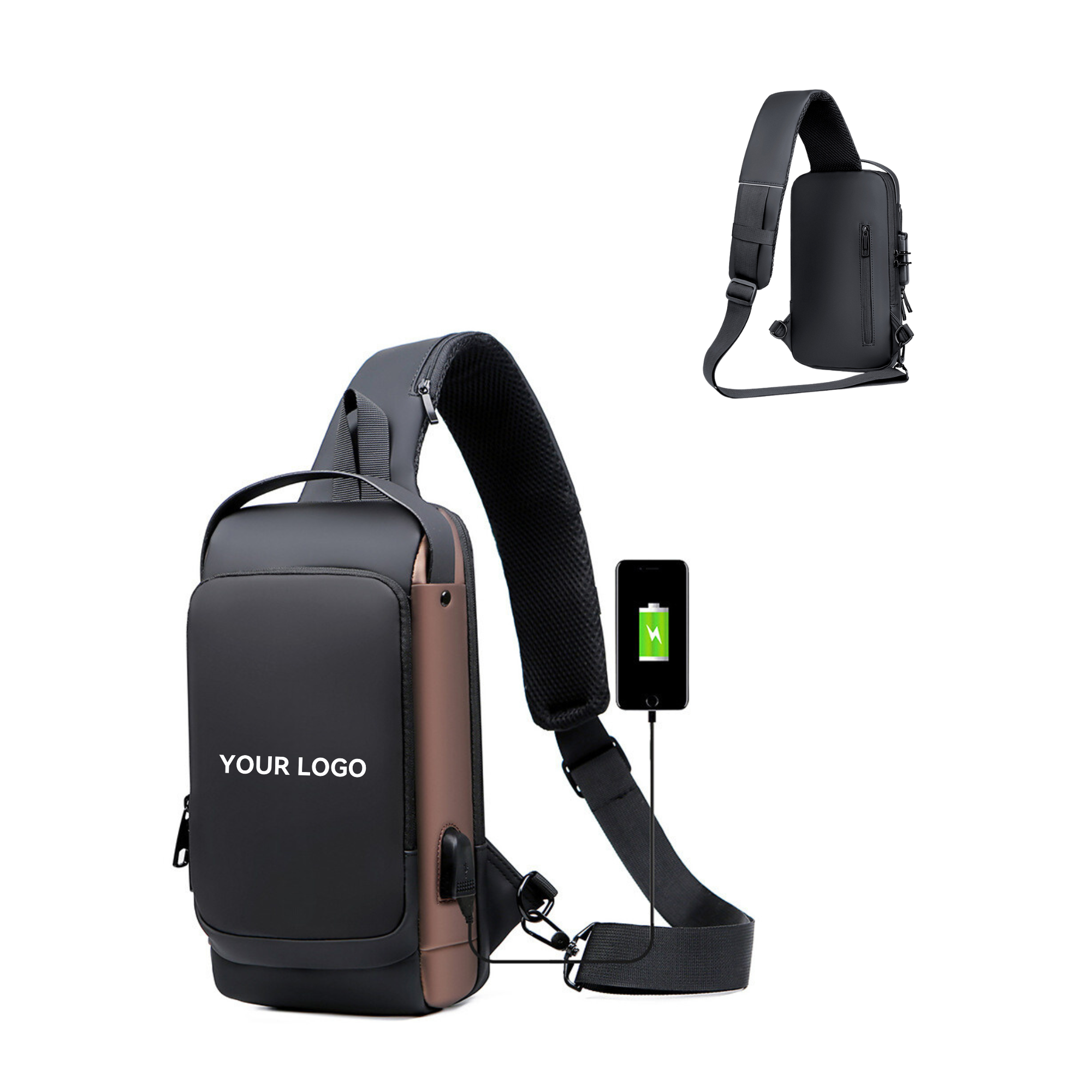 Trendy Combination Lock Fashion Breast Bag 2