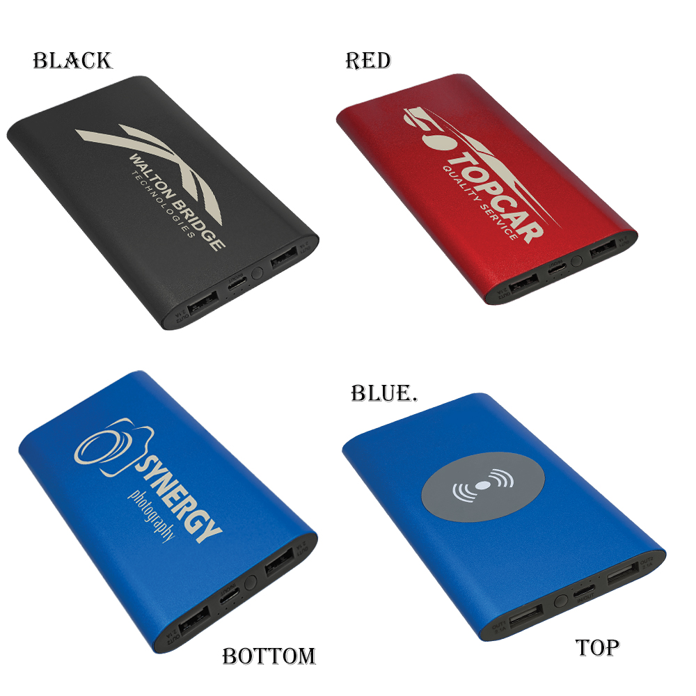 8000MAH Power Bank & Wireless Anodized Aluminum Charger with Power Cord 1