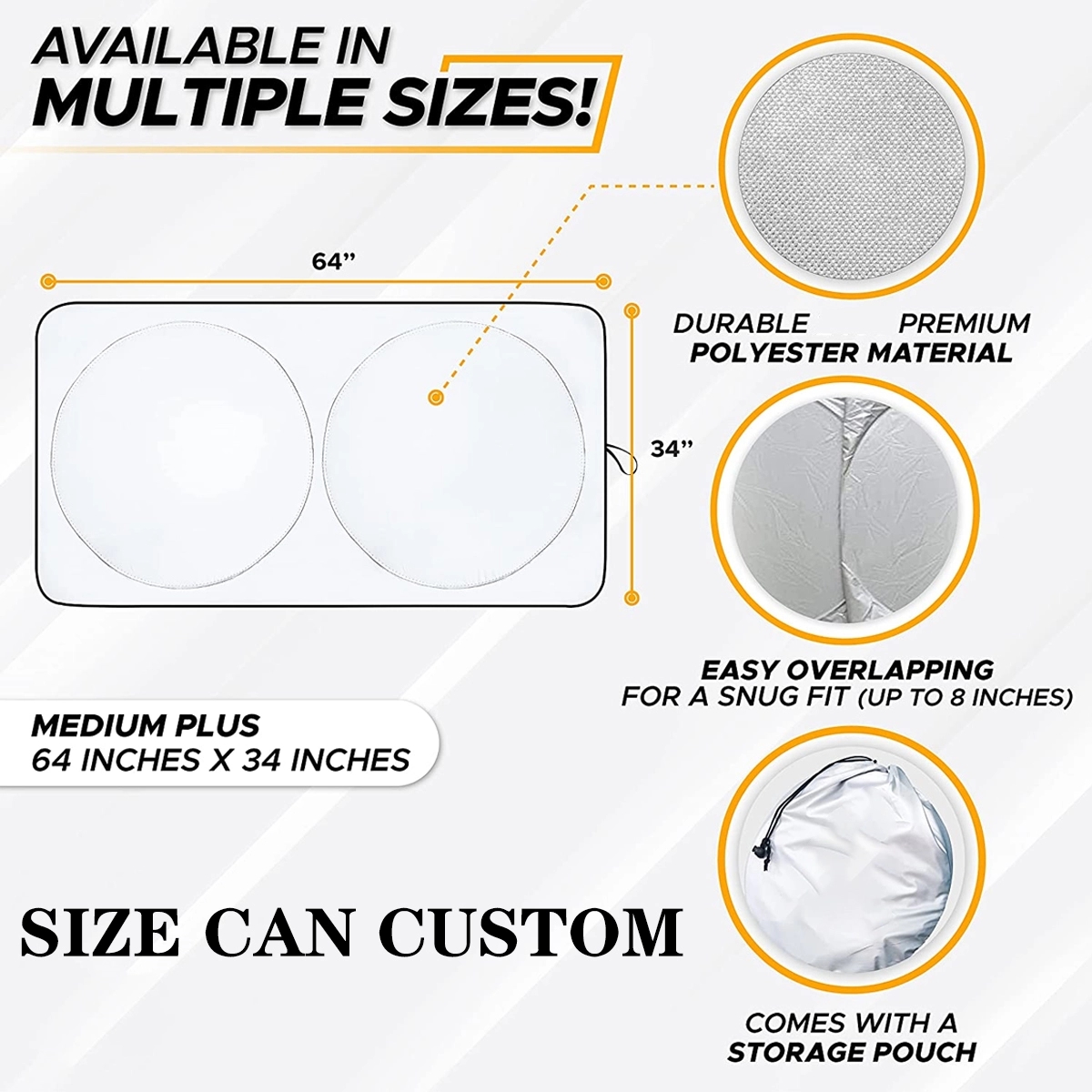 Custom Automotive Windshield Sunshades With Storage Pouch 7
