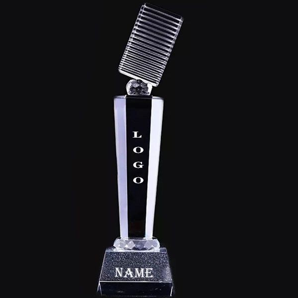 Crystal Music Microphone Trophy 7