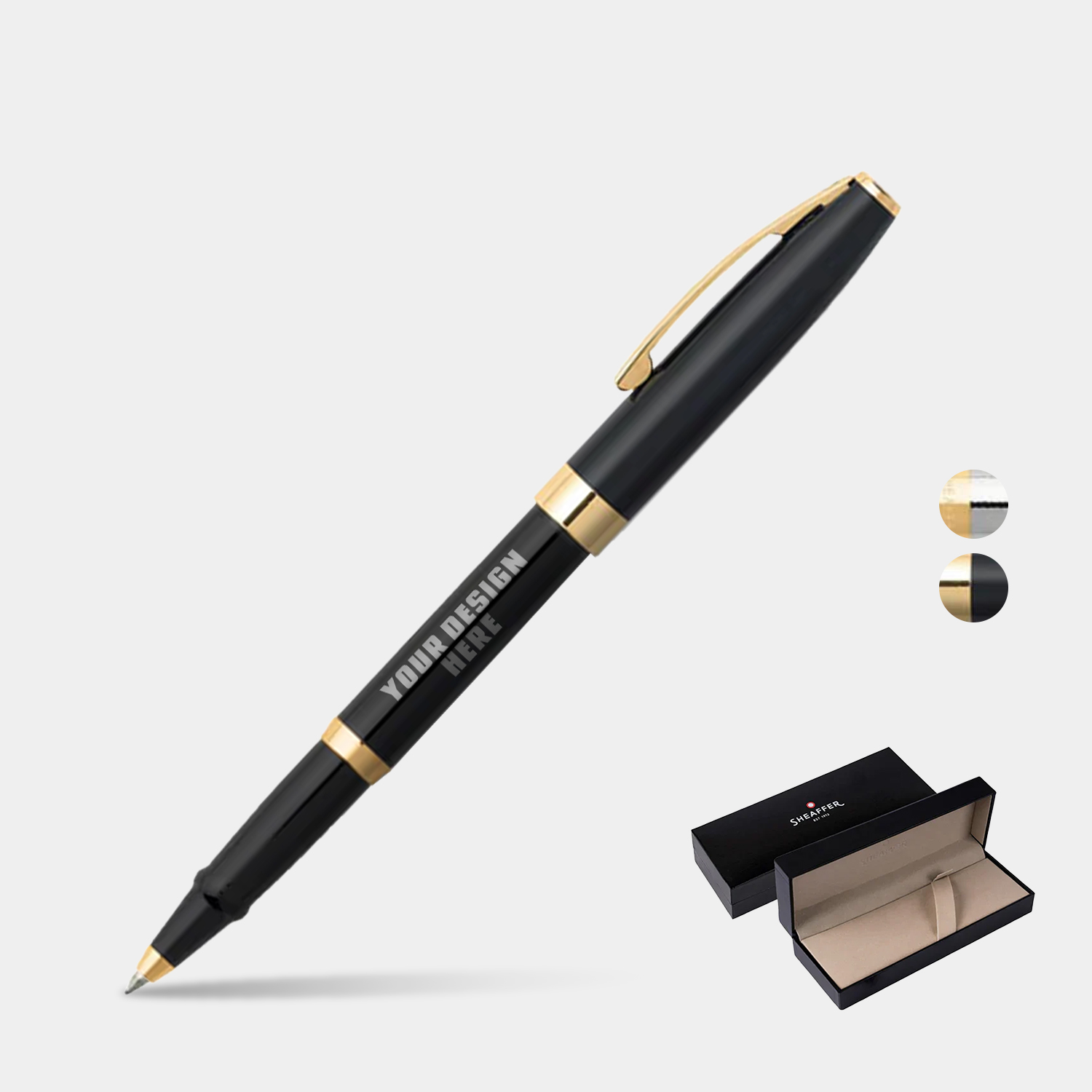 SHEAFFER® SAGARIS 9471 Gloss Black Gold Tone Trim Rollerball Pen w/ Gift Box 3