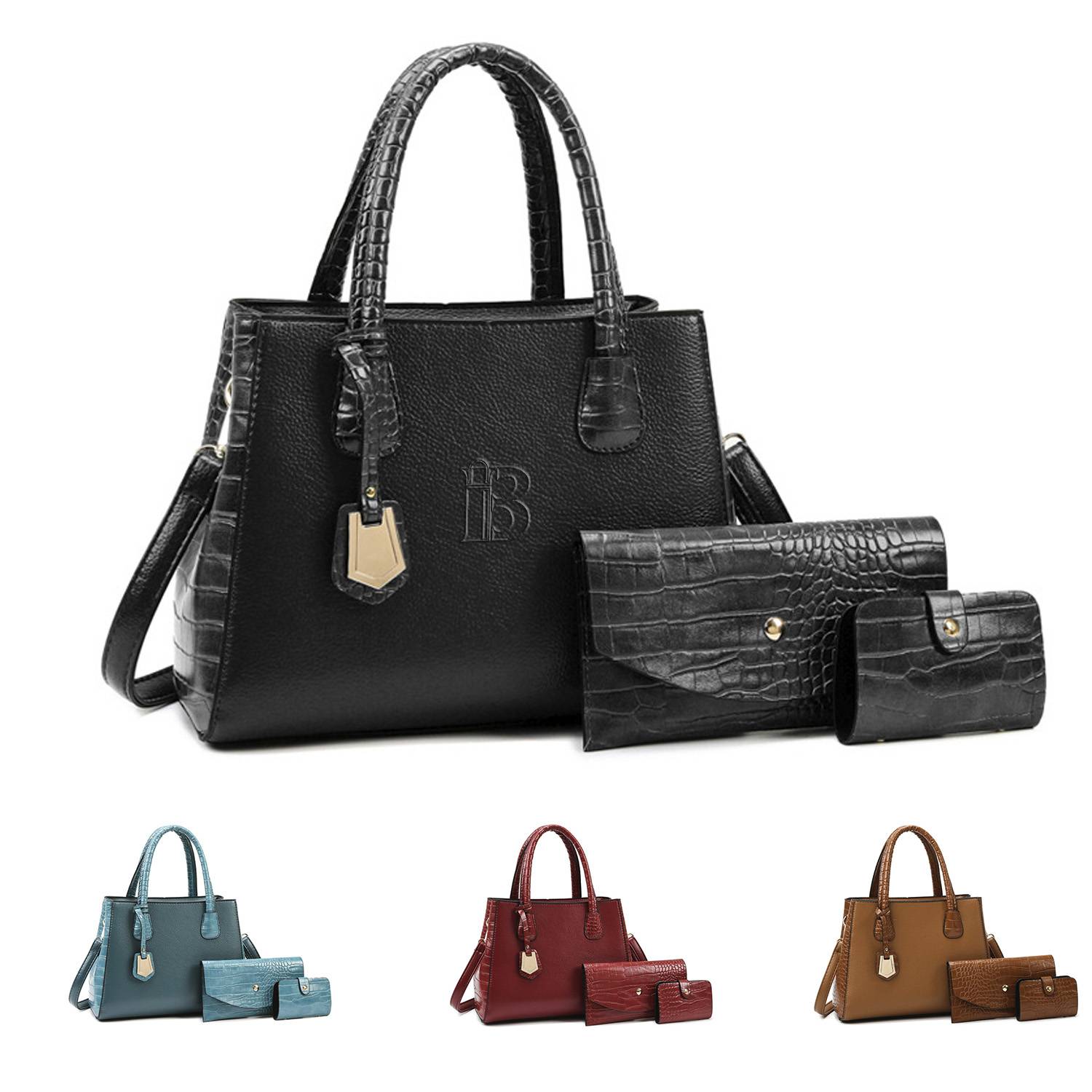 3 in 1 Pu Leather Popular Classic one-shoulder handbag set