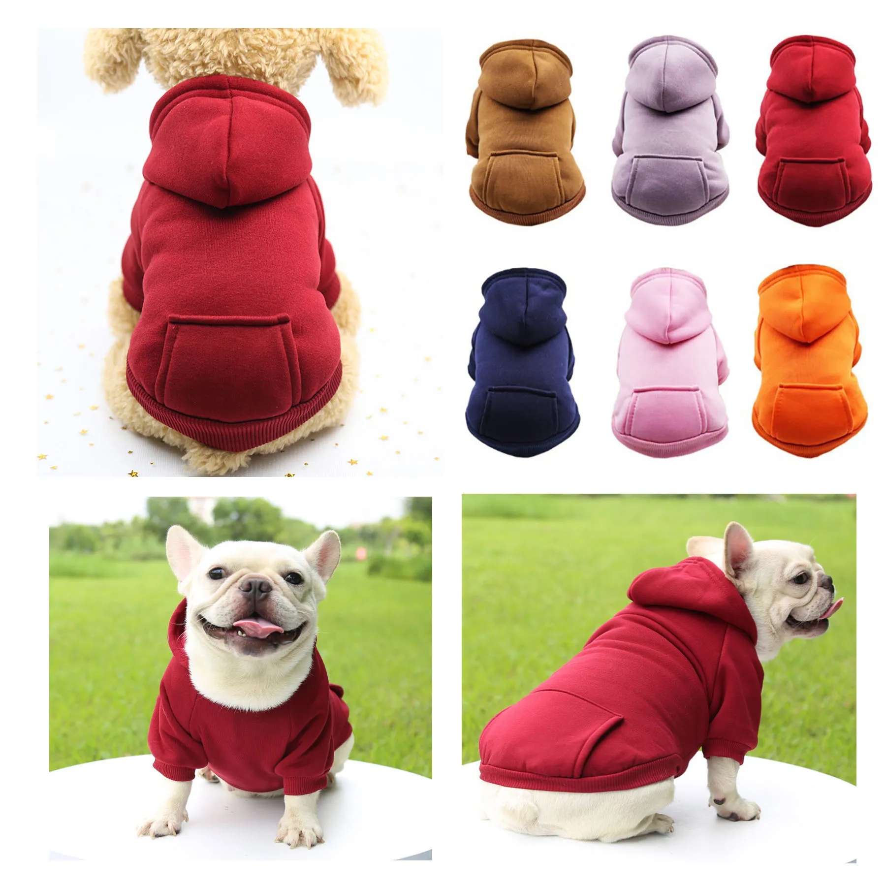 Winter Pet Hoodie Coat Small Dog Jacket With Pocket 6