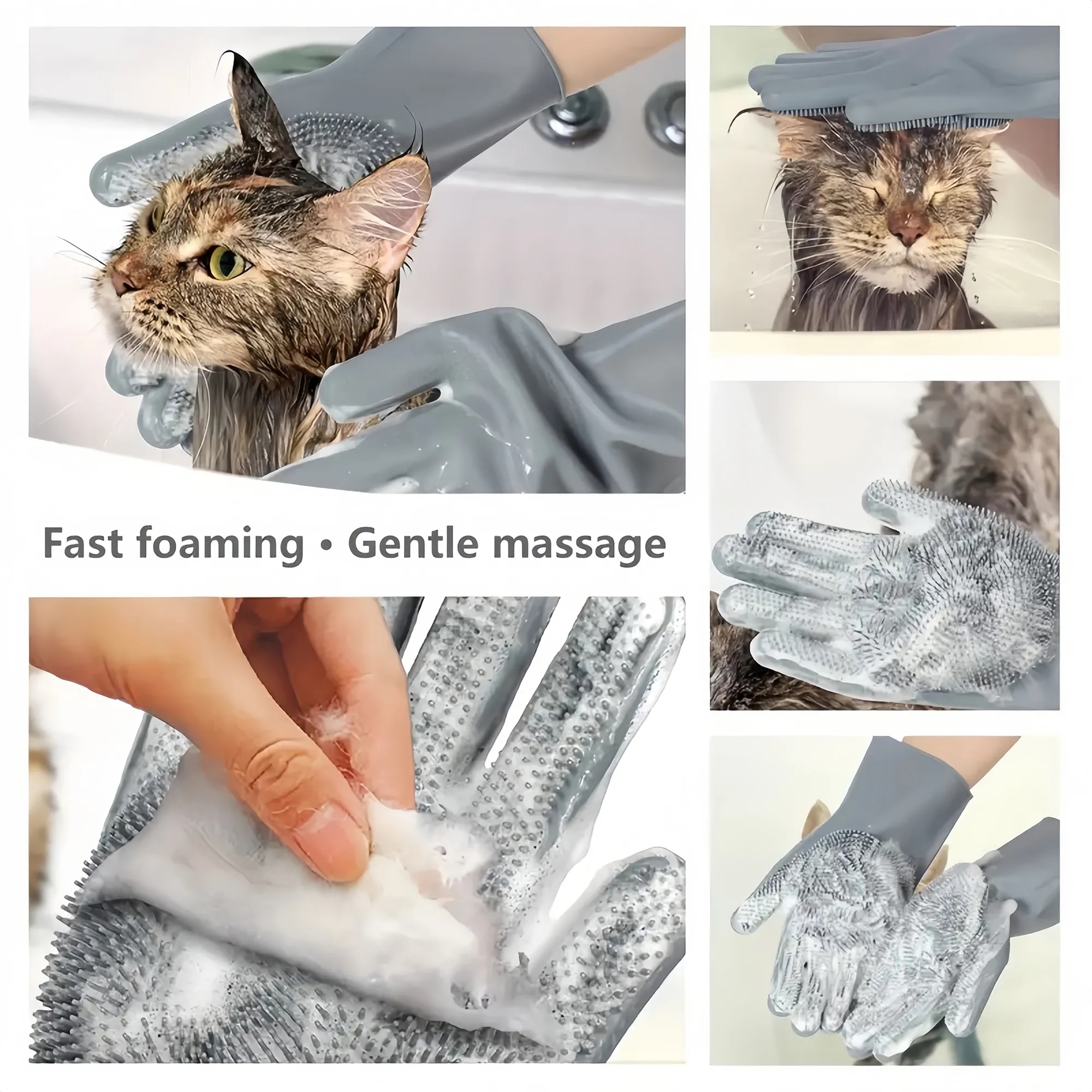 Silicone Scratch Resistant Pet Bath Massage Glove 3