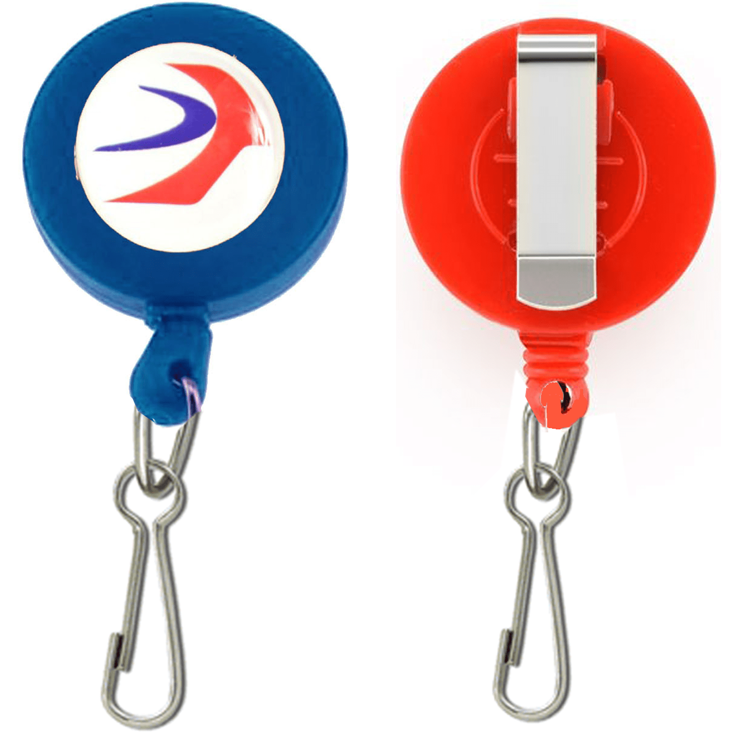 Retractable Round Badge Reel Holder w/ J-Hook & Belt Clip 2