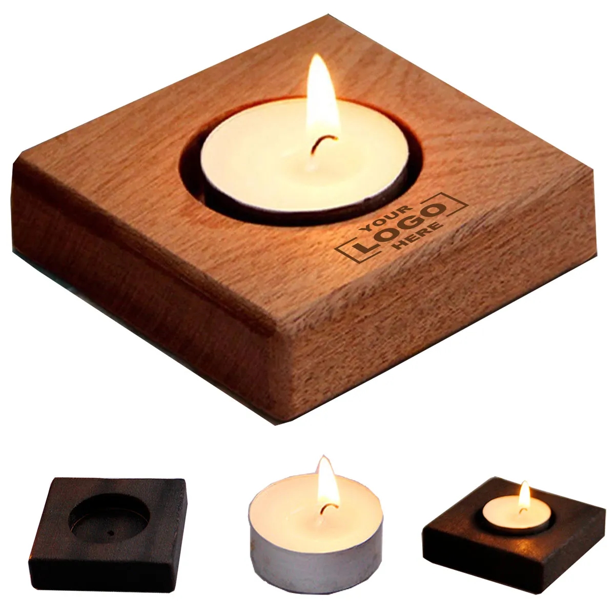 Wood Candle Holders with Tea Light 3