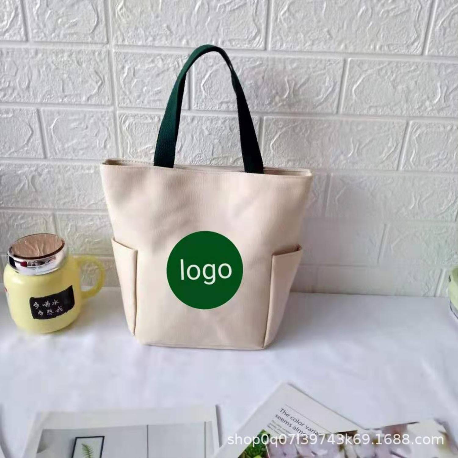 Canvas Portable Tote Bag, custom tote bag with logo imprint 5