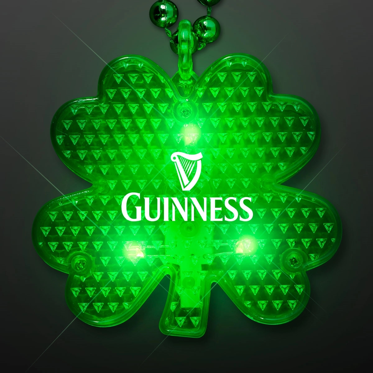 Flashing LED Shamrock Charm on Beads Necklace 1