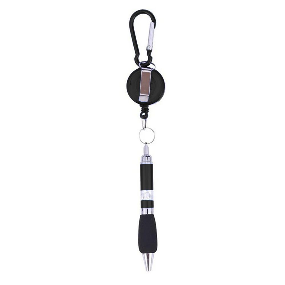 Retractable Soft Grip Metal Pen With Carabiner 7