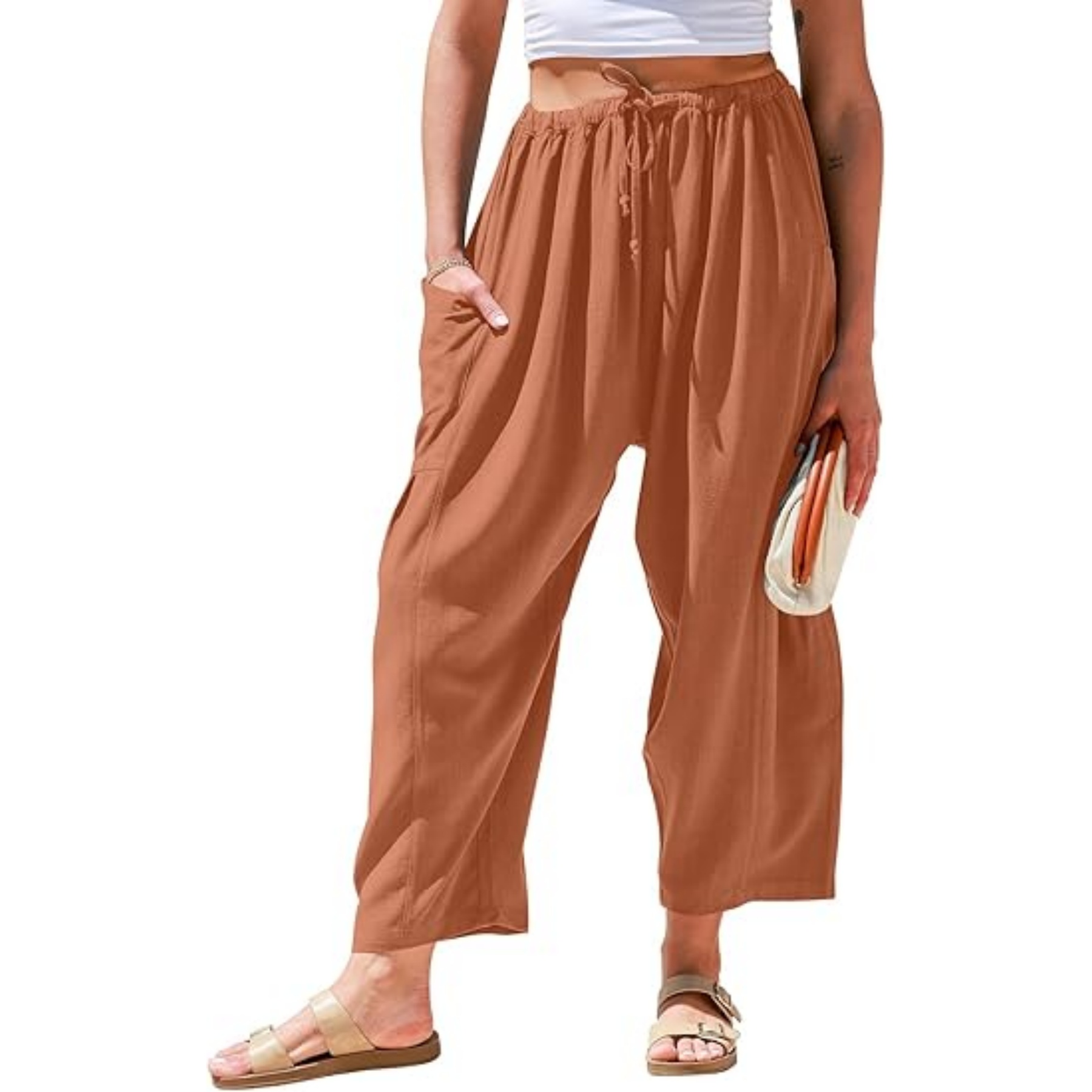 Women Linen Wide Leg Pants 13