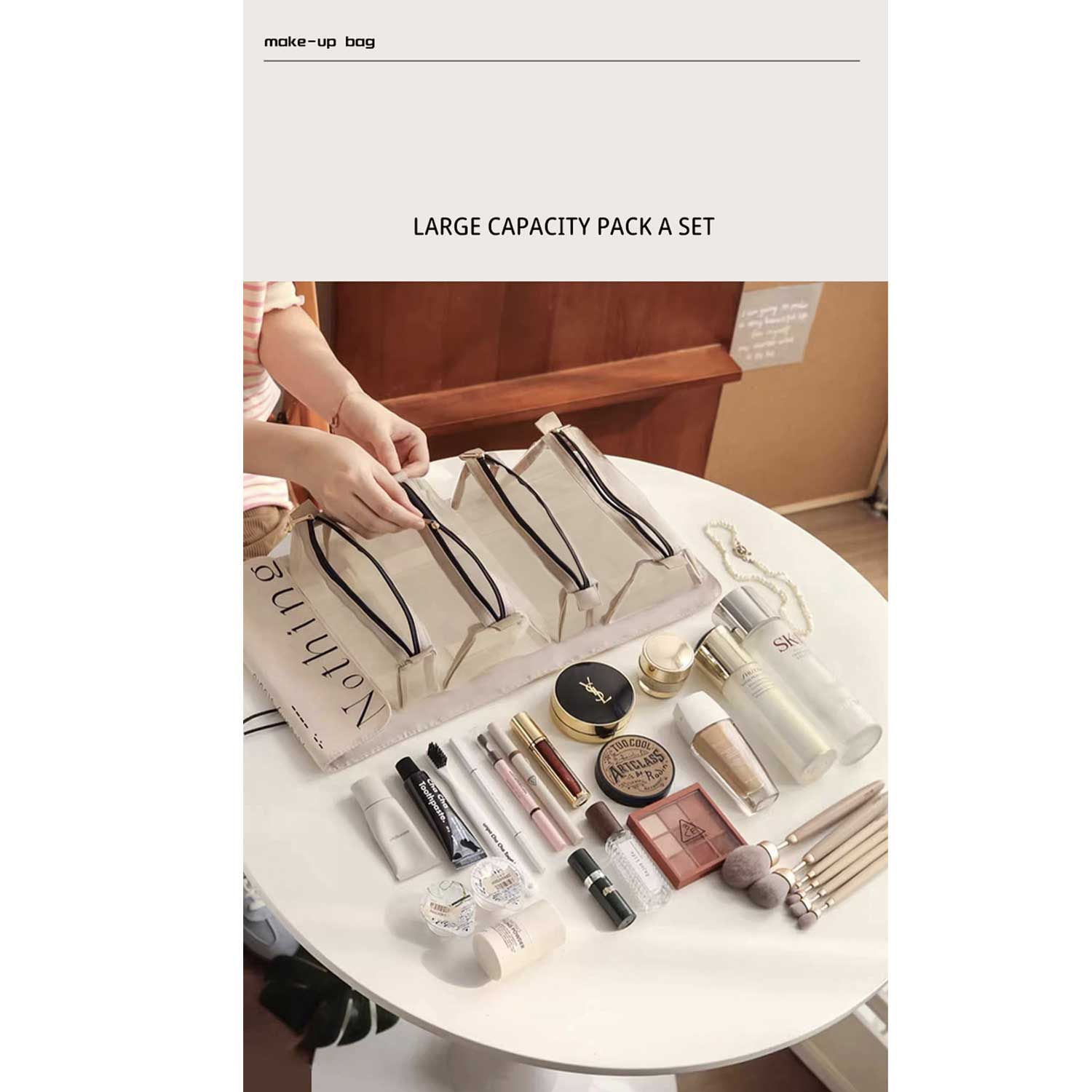 Large-Capacity Detachable Minimalist Foldable Makeup Bag 3