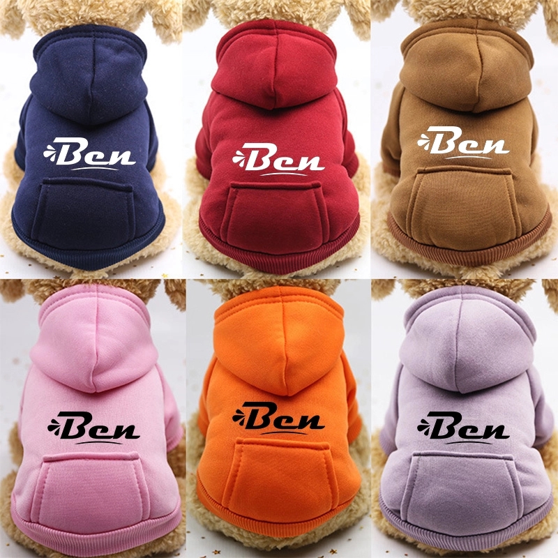 Letters Winter Pet Dog Hoodies Cotton Warm Clothes 4