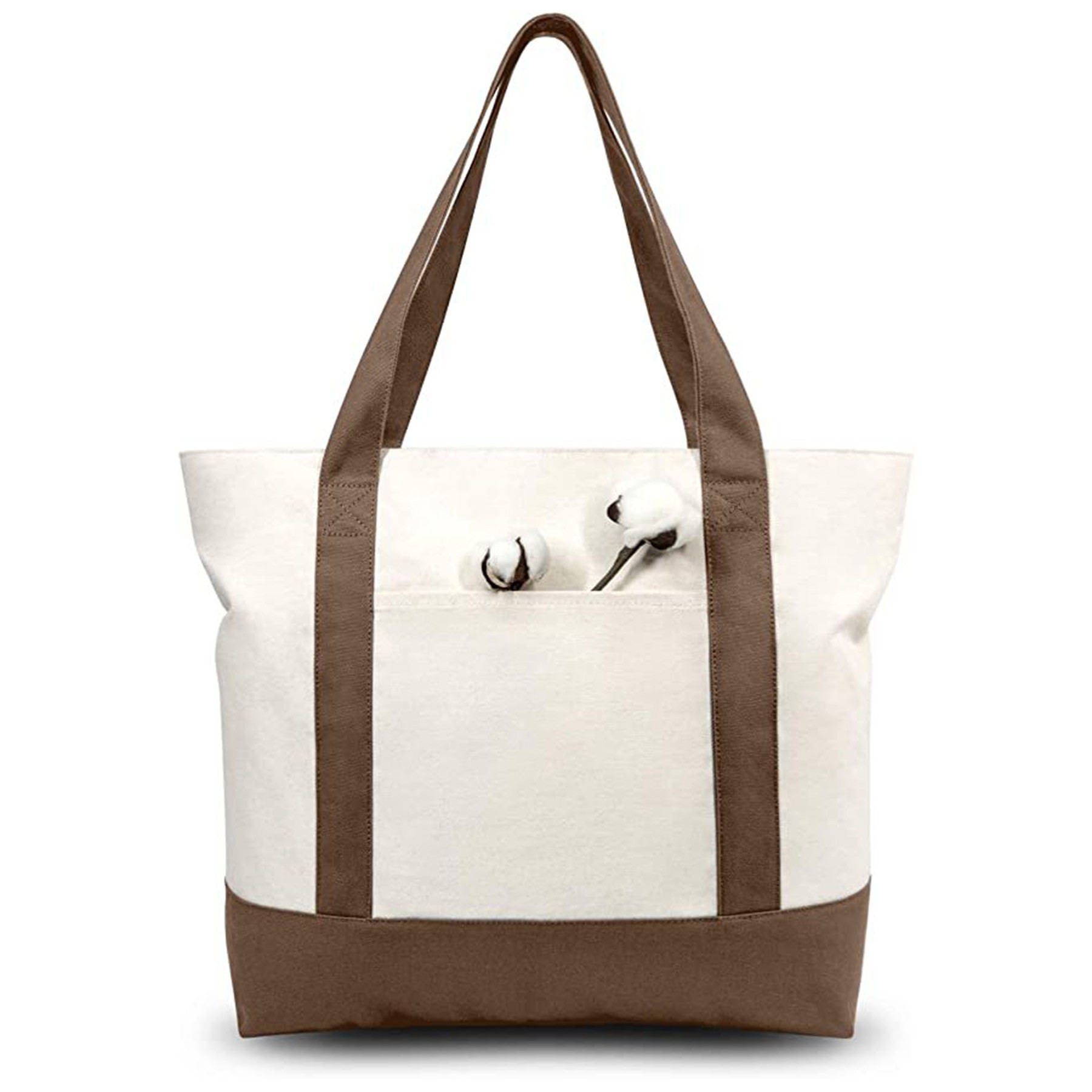 Stylish Canvas Tote Bag with an External Pocket 14