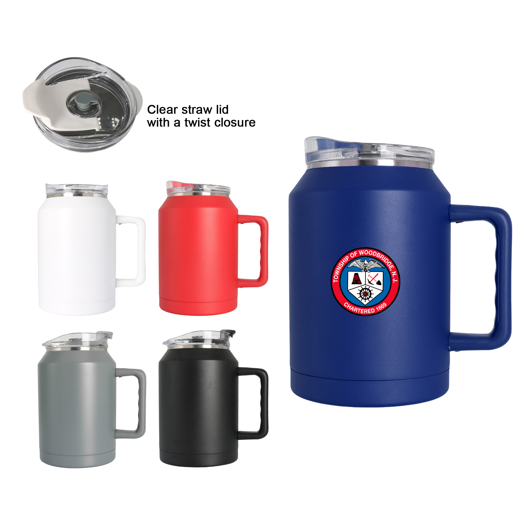 50 Oz. Stainless Steel Fitness Handle Mug with/ Twist Closure Lid, custom tumbler with logo imprint 5