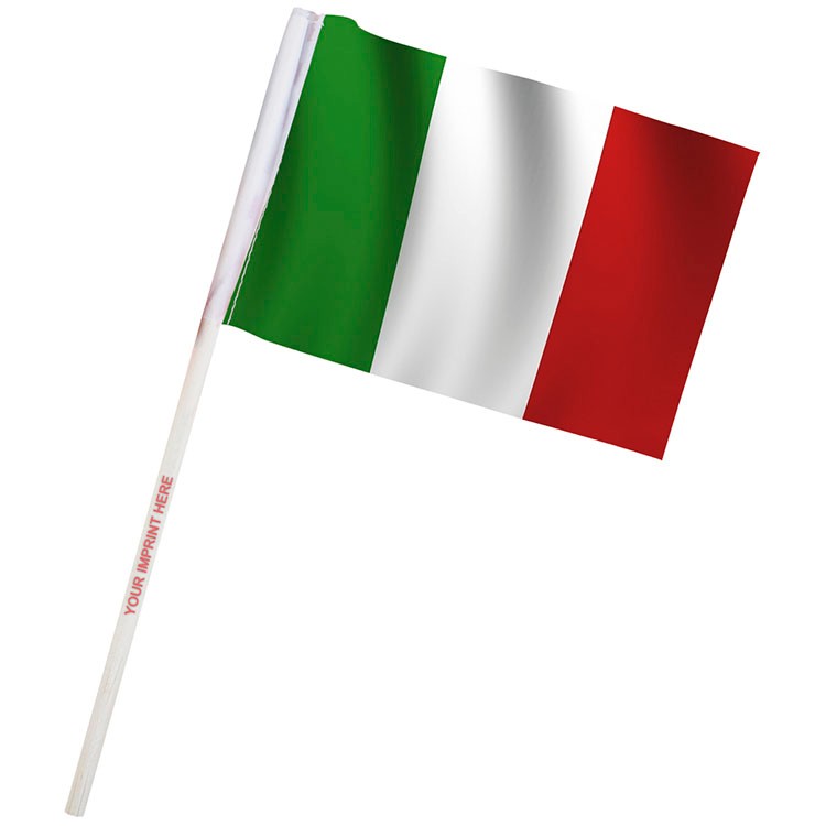 4" x 6" Italy Imprinted Staff Polyester Stick Flags 2