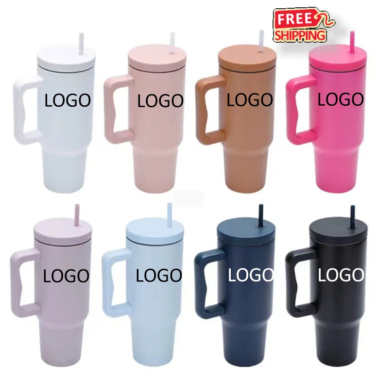 40oz Custom Logo Tumbler with Handle and Straw, Bulk Insulated Stainless Steel Cup 6
