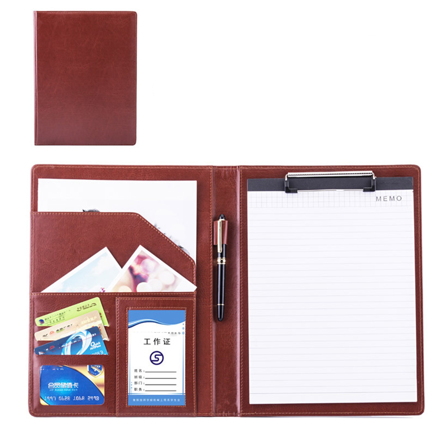 A4 Size Foldable Pu Cover Clipboard with Pen Holder 4