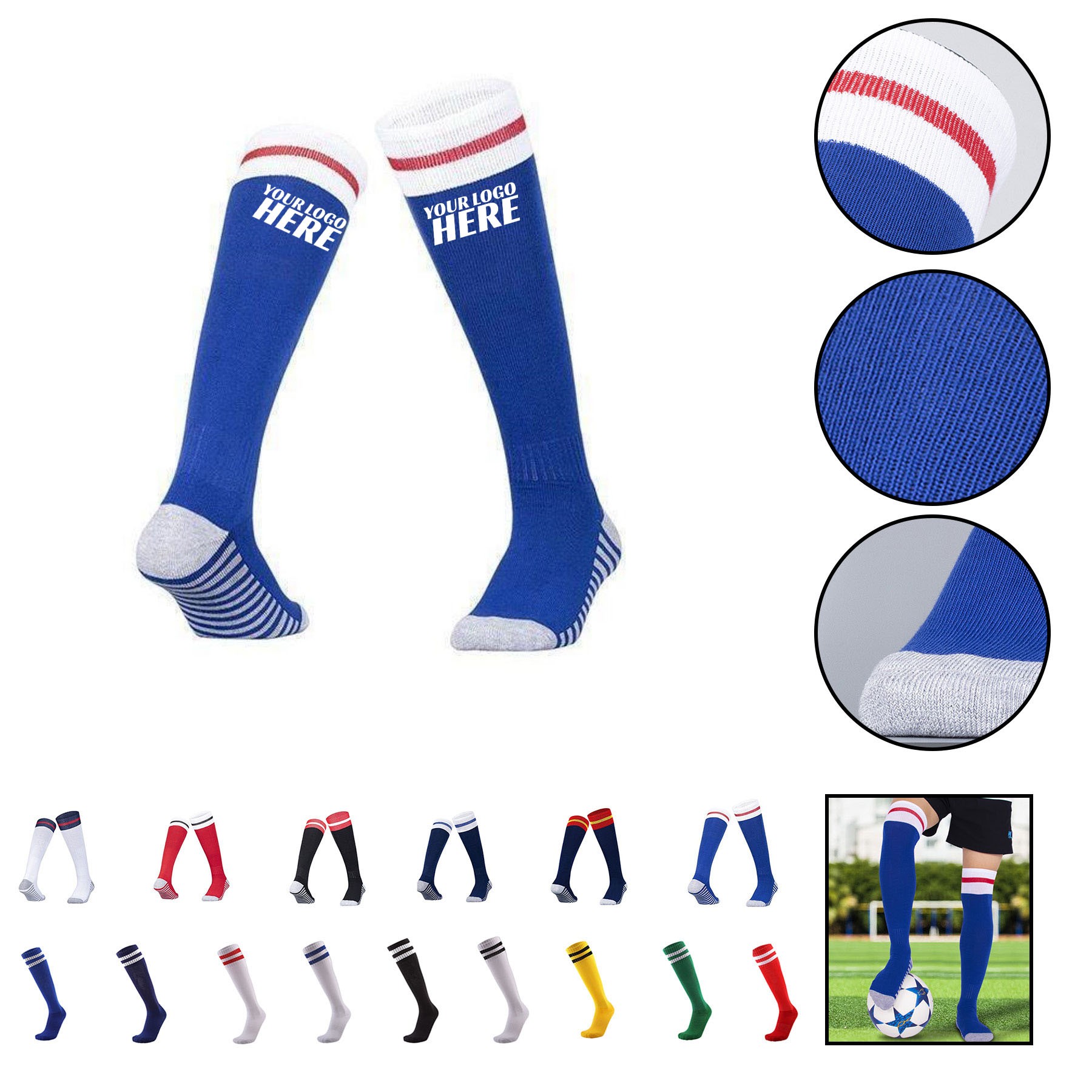 Over The Calf Breathable Soccer Tube Socks