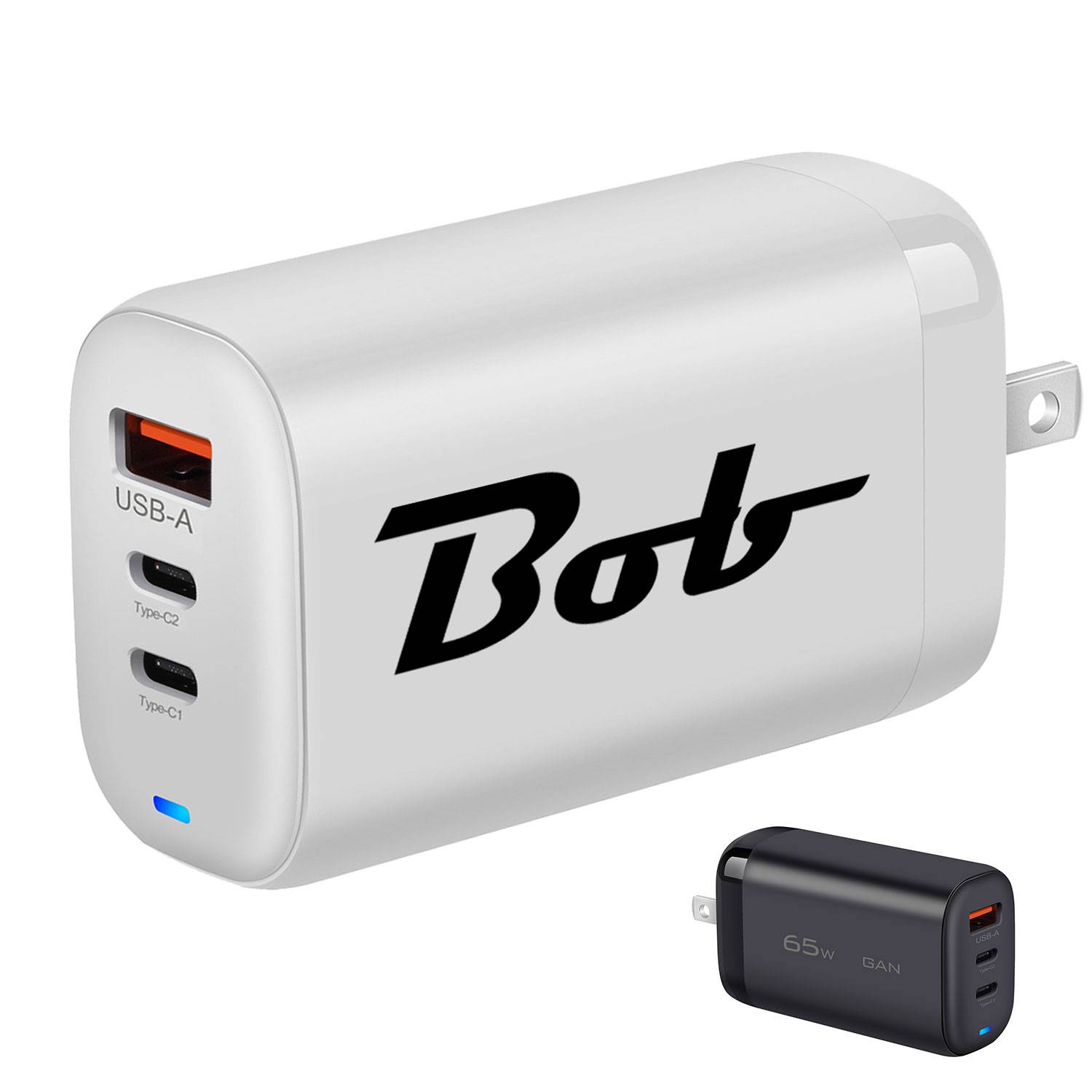 65W Gallium Nitride Charger, Dual C + A Charging Head