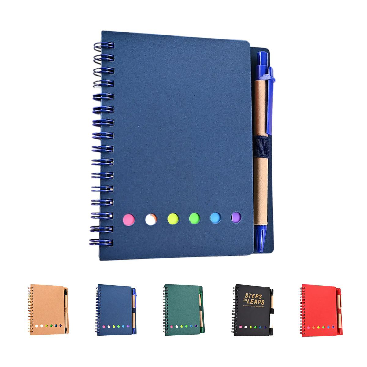 Paper Spiral Notepad with Elastic Pen Loop and Tabs 2
