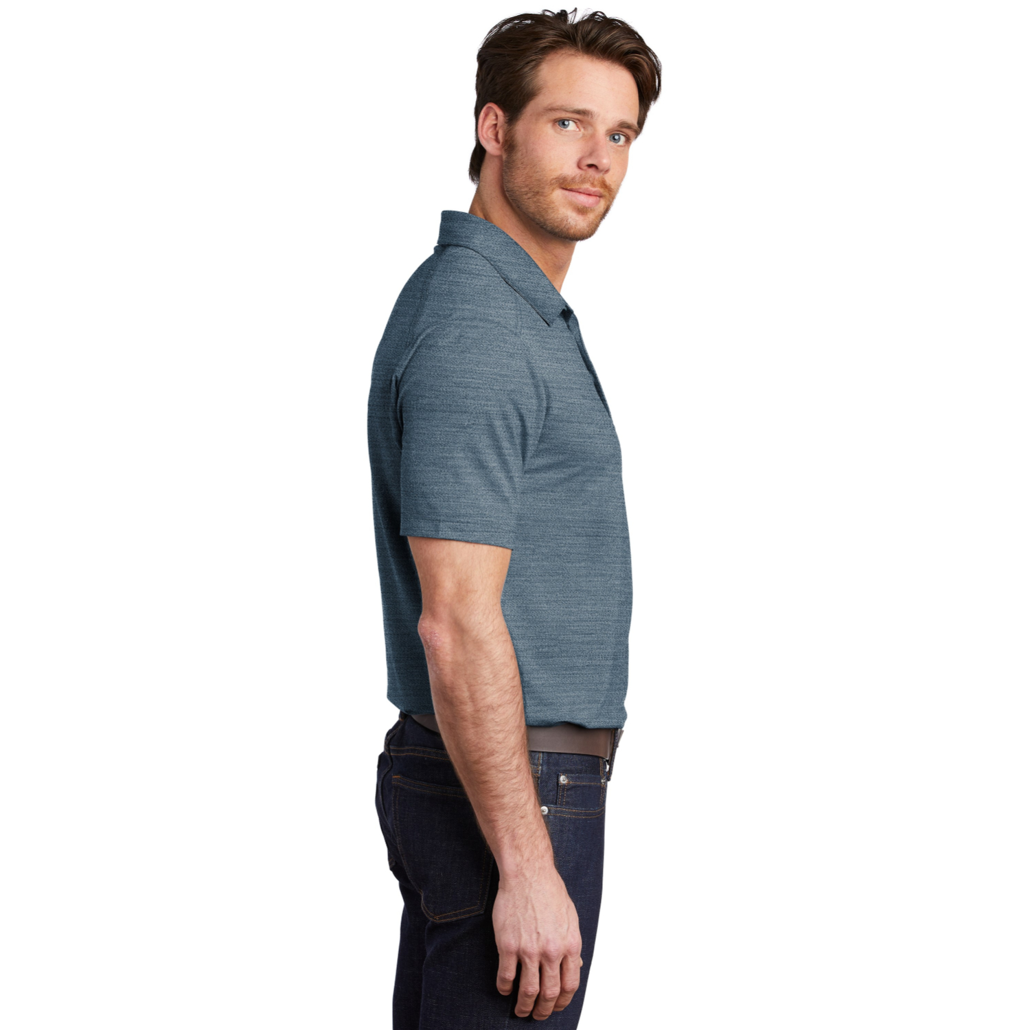 Port Authority Stretch Heather Polo w/ Screen Print 5.2 oz. 5