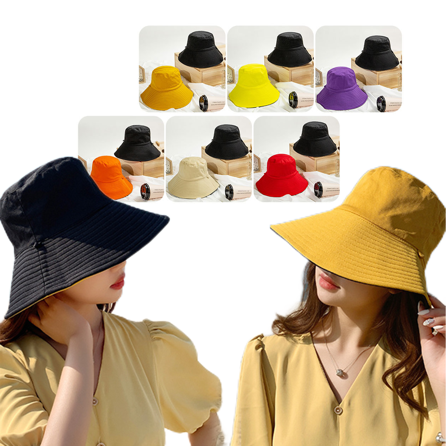 Women Double Sided Bucket Hat 3