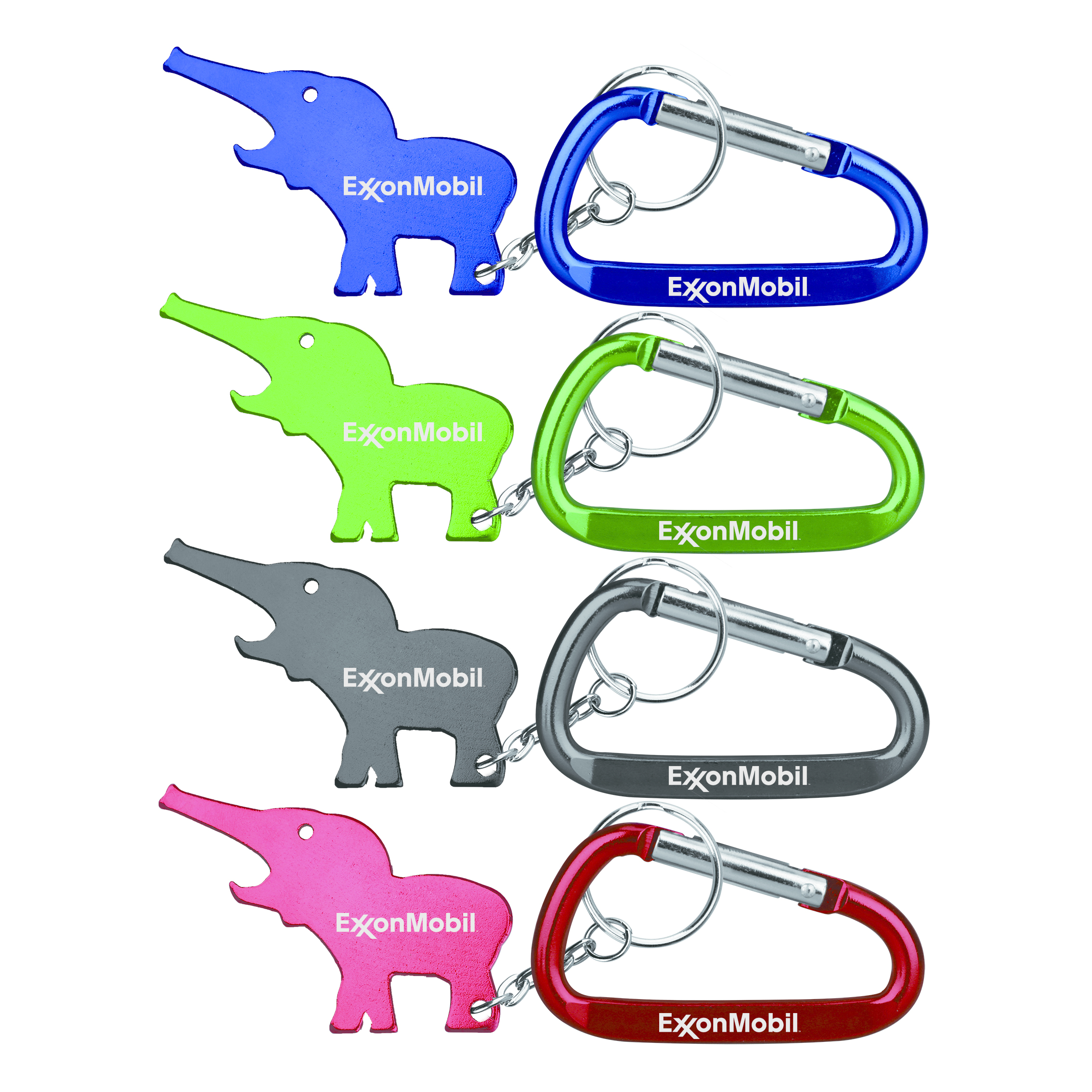 Metal Elephant Shape Bottle Opener with Key Ring & Carabiner