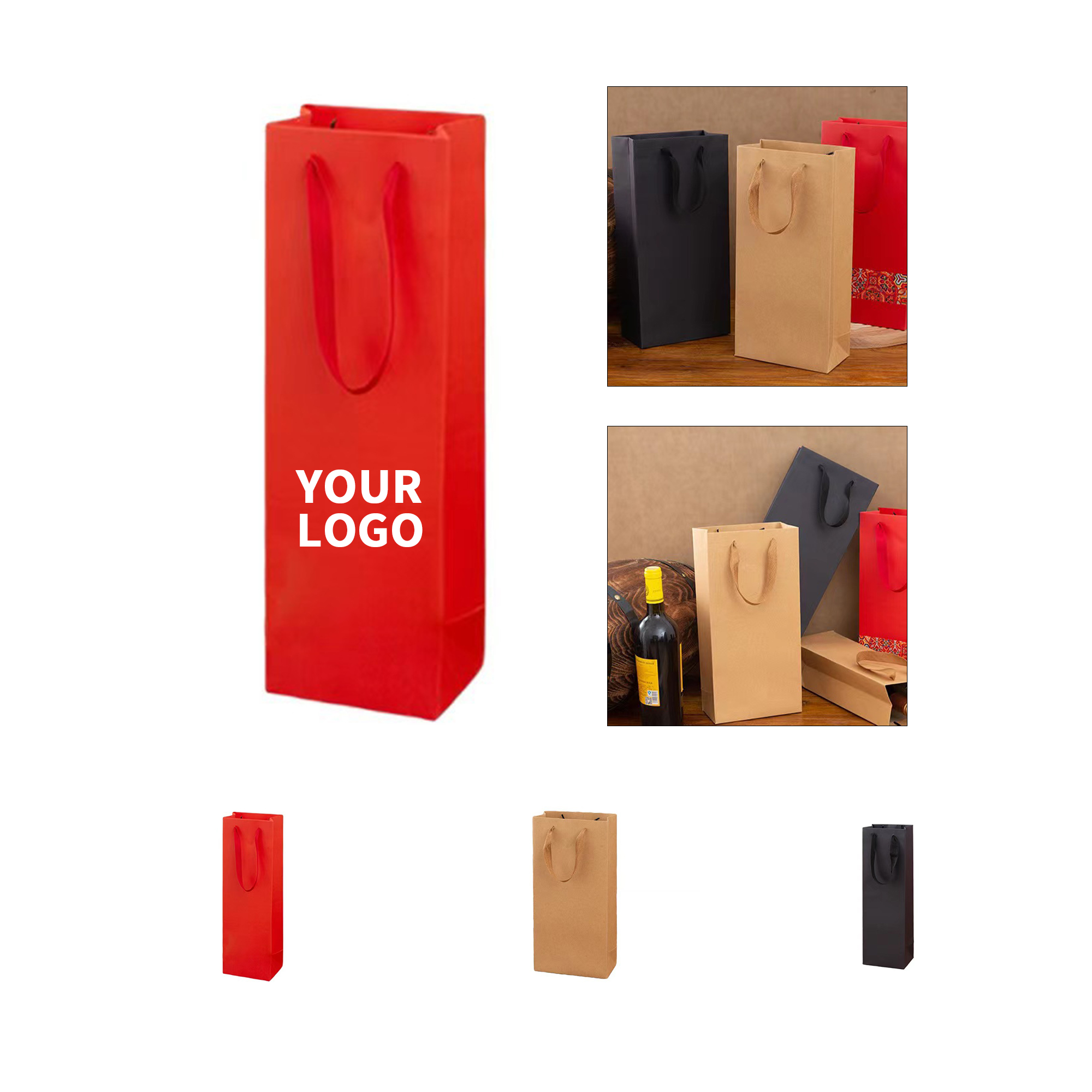 Wine Single Bottle Paper Tote Bag 2