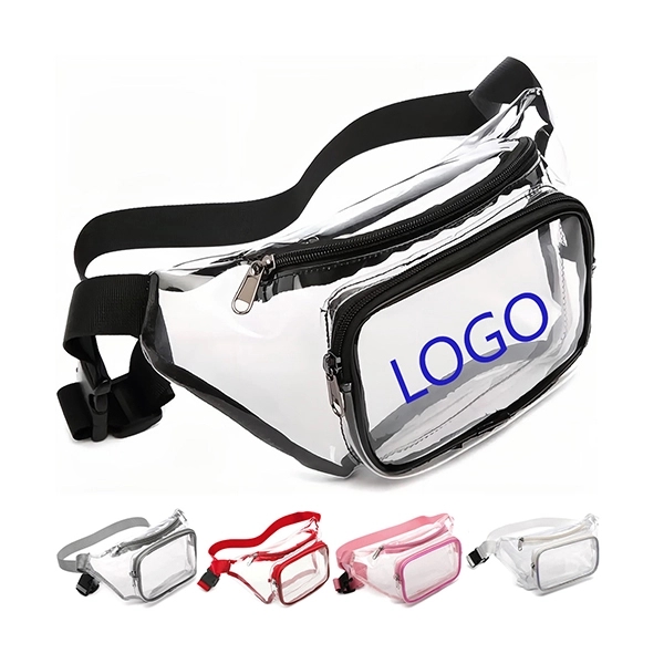 Clear fanny pack with 2 zipper pockets 2
