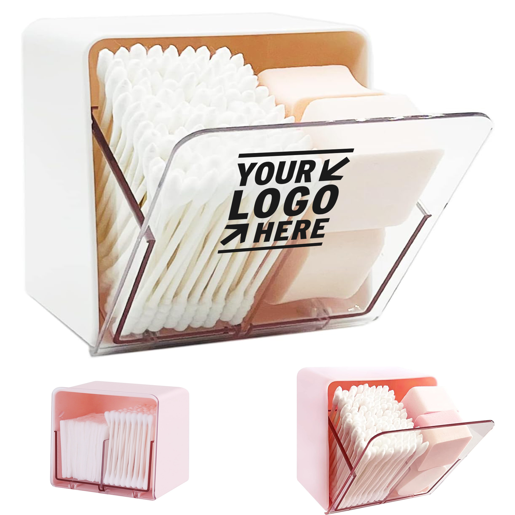 2 Compartments Dispenser Container Box Bathroom Vanity Holder Canister Countertop Storage Organizer 2