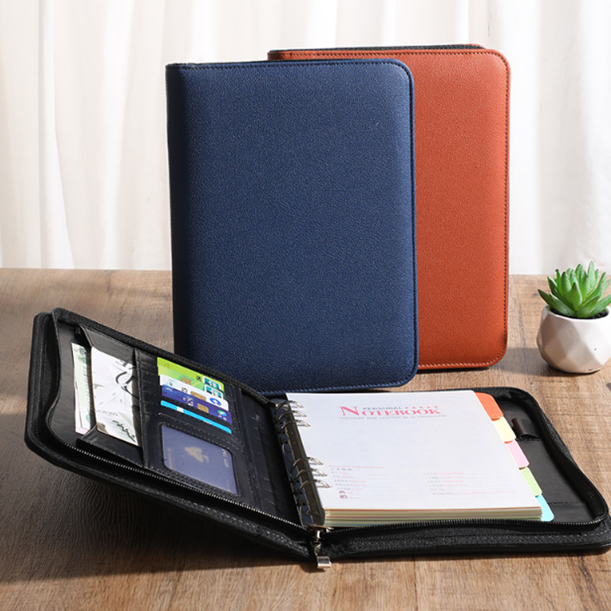 A5 Zippered PU Leather Business Notebook Organizer 5