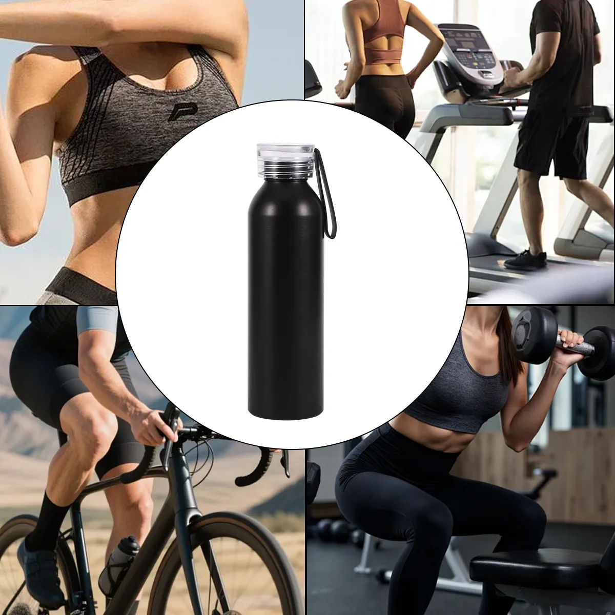 20oz Sports Water Bottle Screw Cap Carry Strap, custom water bottle with logo imprint 3